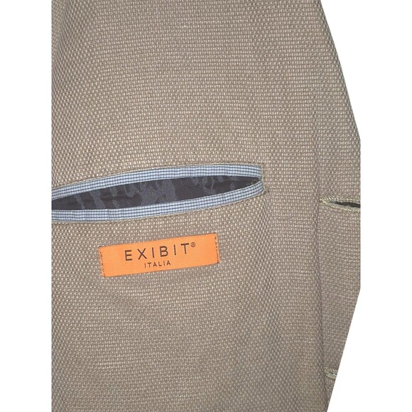 Exibit La Sartoria Mens Blazer 36R Beige Linen Blend Peak Lapel Sport Coat *FLAW - Picture 3 of 5